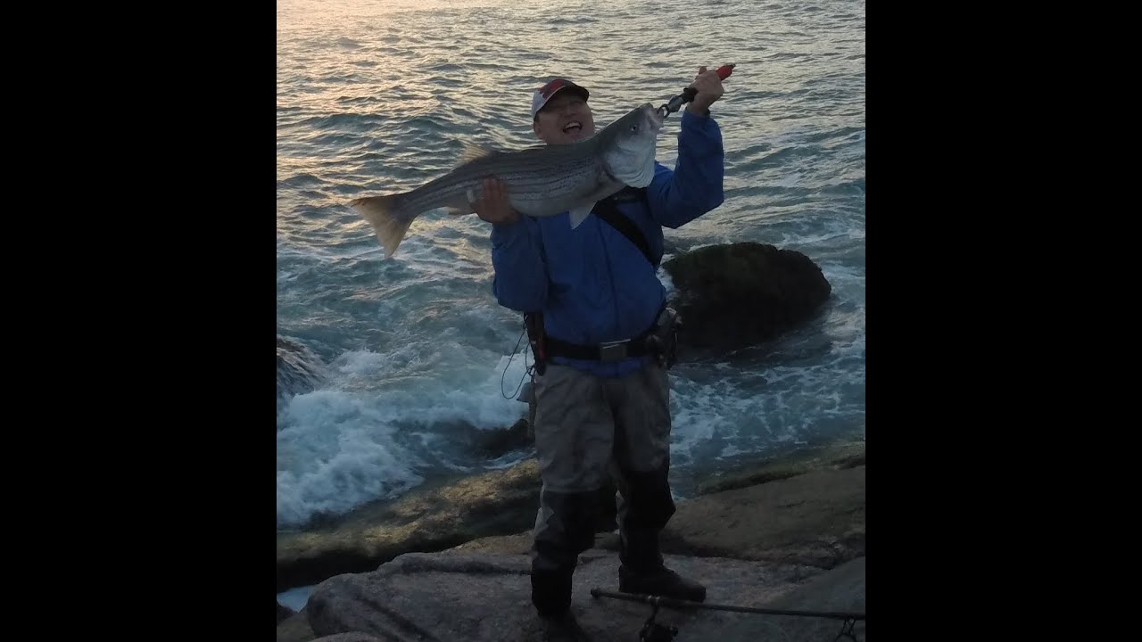 First NICE Early Season Striped Bass MAGIC HOUR Striper Jones Beach