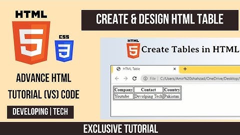 How to create tables form in HTML using visual studio code