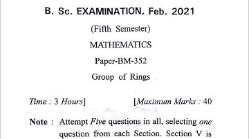 Groups and Rings math Question paper for BSC 5th sem February 2021 (crsu)