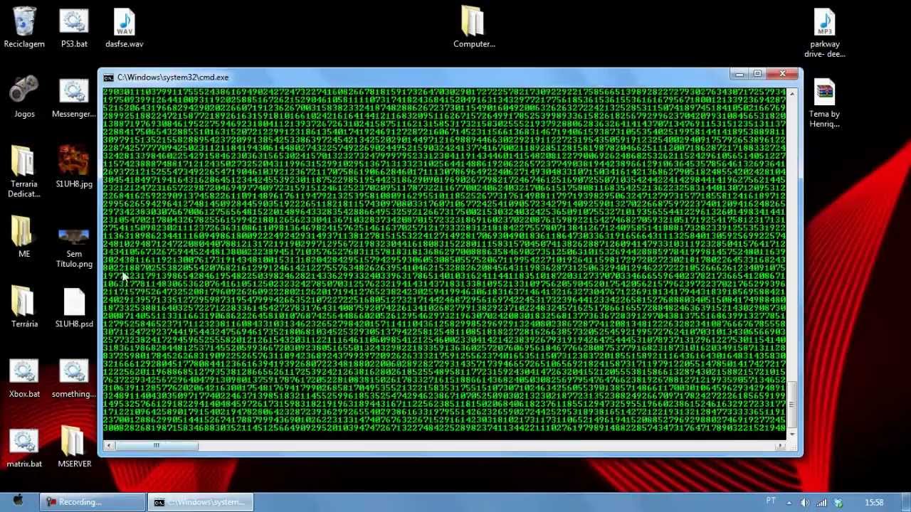 Learning .bat files + MATRIX on cmd (command prompt) - YouTube