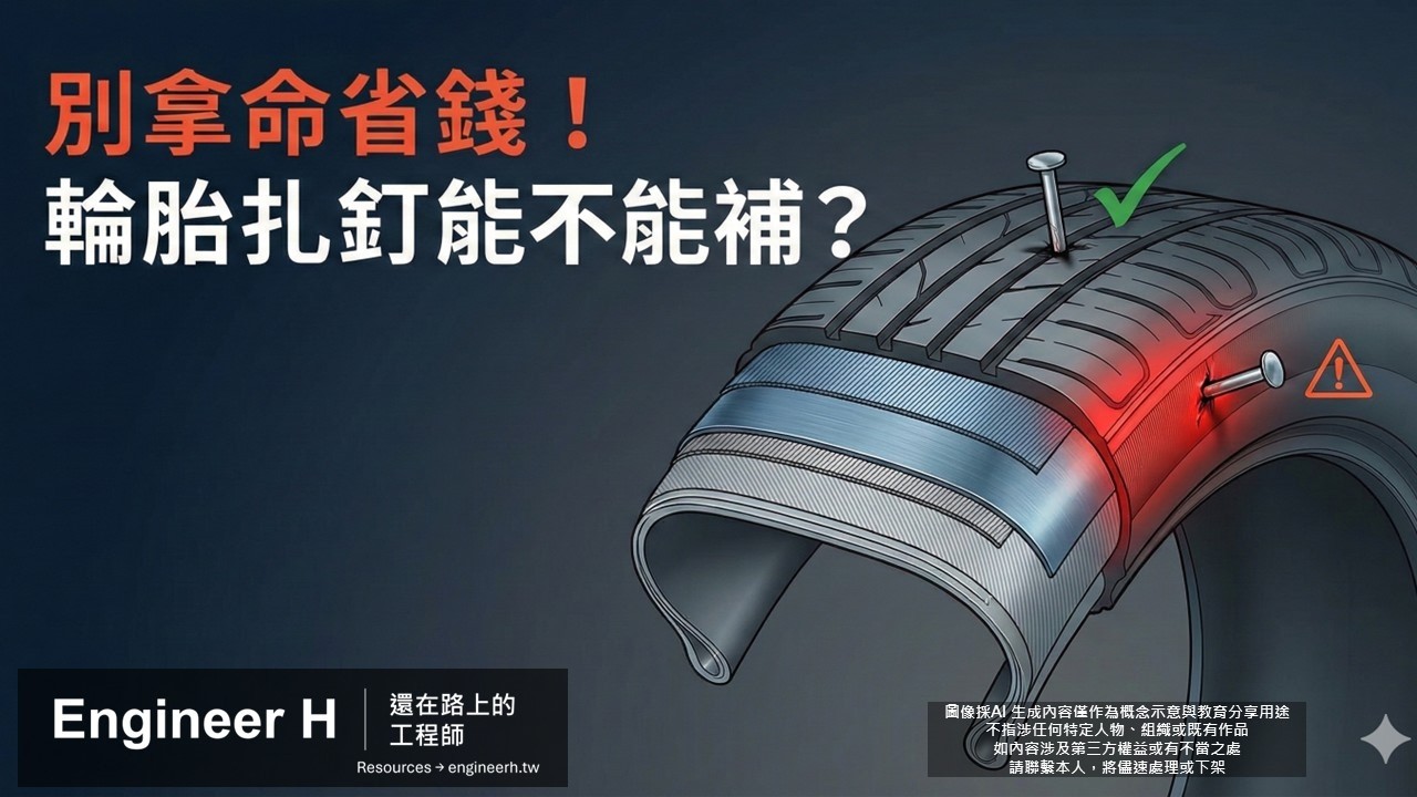 別拿命省錢！輪胎扎釘能不能補？工程師：這兩處受損千萬別修