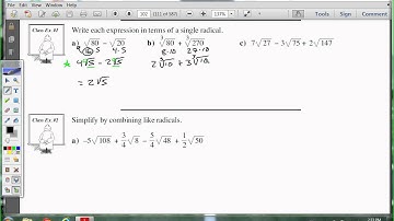 Unit 1 Lesson 2-Math20-Adding and Subtracting Radicals