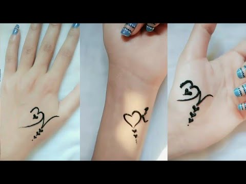 English Latter k & V Tatto With Heart Mehndi design // - YouTube