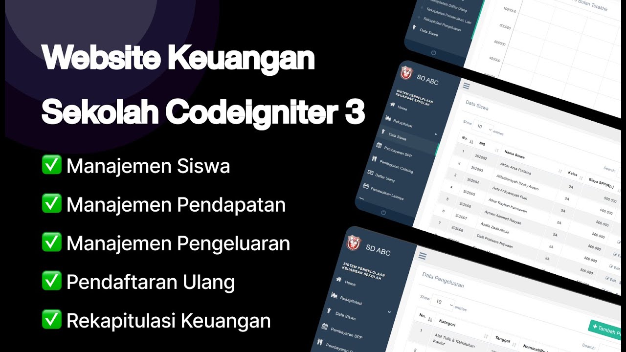 Source Code Website Keuangan Sekolah Gratis Codeigniter 3 - YouTube