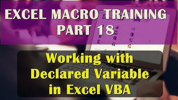 Working with Declared Variable in Excel VBA - Macro - Part 18