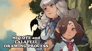 Miqo'te and Lalafell drawing process