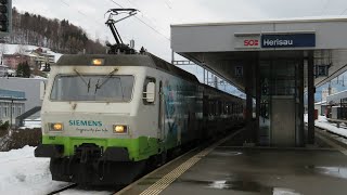 Switzerland: Südostbahn (SOB) Voralpen-Express services seen at Herisau & St Gallen stations