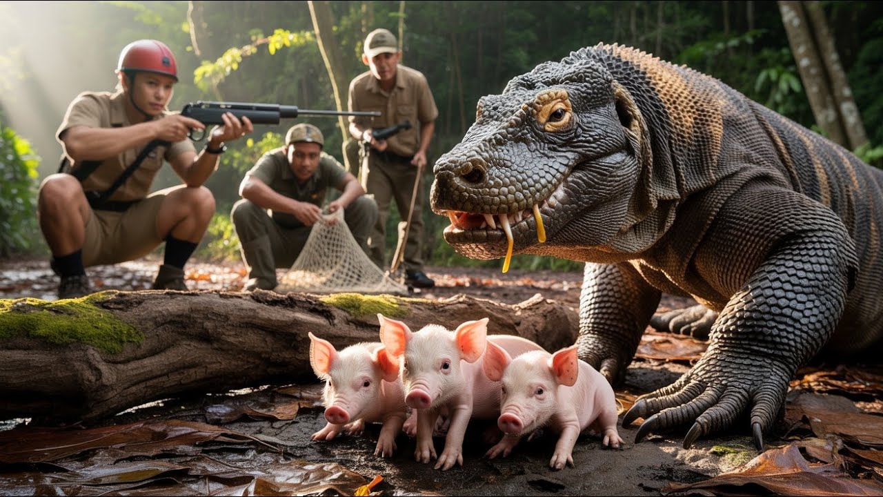 Heroic Rescue Team Saves Three Helpless Piglets from a Giant Komodo Dragon | Real 8K Wildlife Rescue