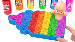 Satisfying Video l How to Make Rainbow Bathtub into Mixing Slime with Baby Bottle Pool Cutting ASMR