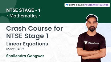 Crash Course NTSE Stage 1: Linear Equations | Menti Quiz  | Maths | Shailendra Gangwar