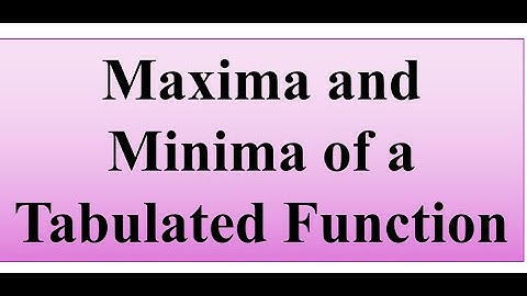 Maxima and Minima of a Tabulated Function