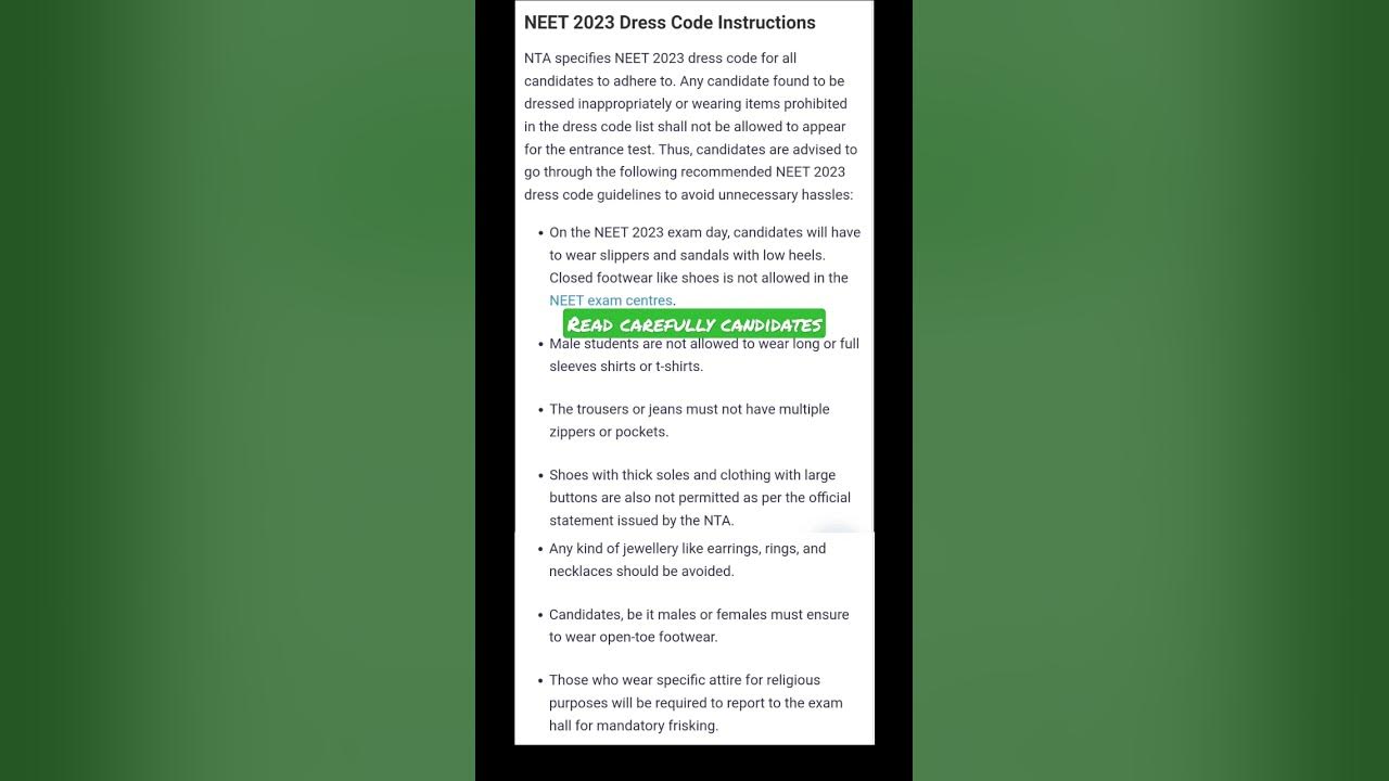neet-exam-dress-code-instructions-shorts-neet2023-neetmotivation