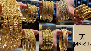 Tanishq Latest Light Weight 4 Pair Gold Bangles Design 💕 || Tanishq Latest Gold Bangles Collection 😱