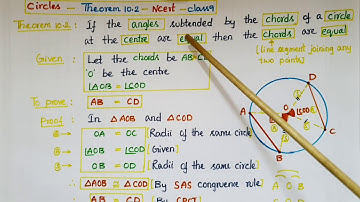 Proof of theorem 10.2 -If the angles subtended by the chords of a circle at the centre are equal,