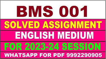 bms 001 solved assignment 2023-24 | bms 1 solved assignment in english 2024 | bms 1 2024