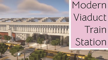 MODERN TRAIN STATION on a VIADUCT in Minecraft! (Immersive Railroading) | Minecraft Build Timelapse