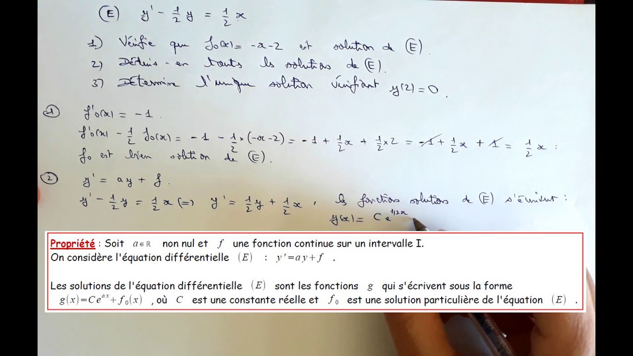 Méthode 4 : Résoudre y'=ay+f avec condition initiale - YouTube