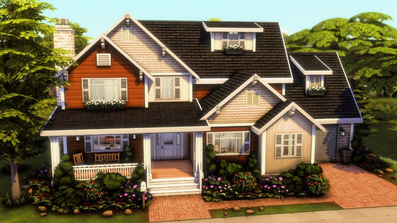 Загородный семейный дом 🏡 The Sims 4 Быстрая постройка | Без CC