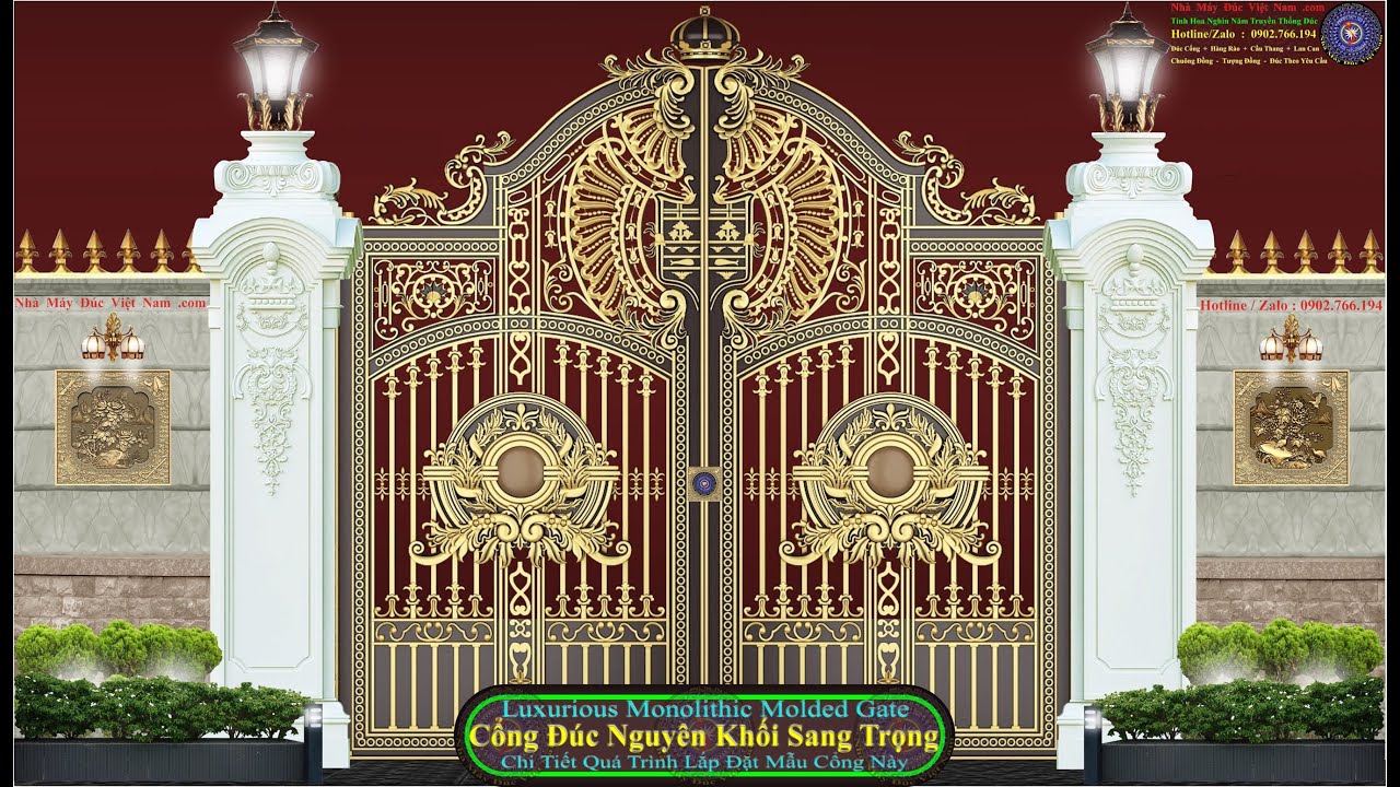 Cổng Đúc Nguyên Khối Sang Trọng 🤴Luxurious Monolithic Molded Gate 🏘️Lắp ...
