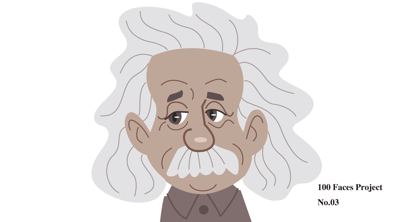 Drawing Albert Einstein | One Stroke Caricature | 100 Faces