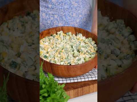 Летом подсели на этот салат. Салат с огурцами из доступных продуктов #салат #салатза5минут #рецепты