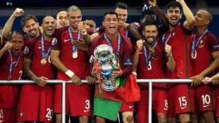 Euro 2016 final - Cristiano Ronaldo lift the EURO 2016 trophy for Portugal