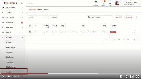 How To Add New Time Off Request From Mobile App And Dashboard? --GuardsPro Help Center Video