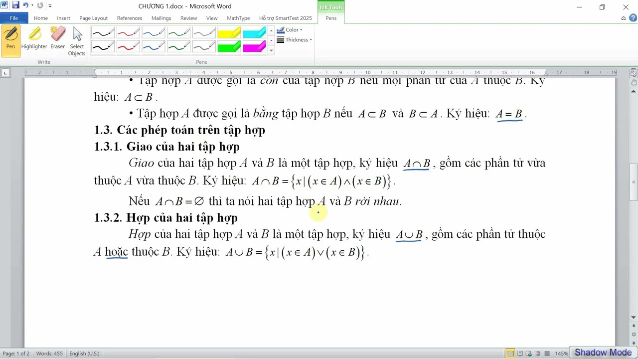 Chương 1 | Tập hợp, Quan hệ, Ánh xạ, Phép toán hai ngôi | Tóm tắt lý thuyết