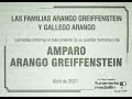 Honras Fúnebres - Amparo Arango Greiffenstein.