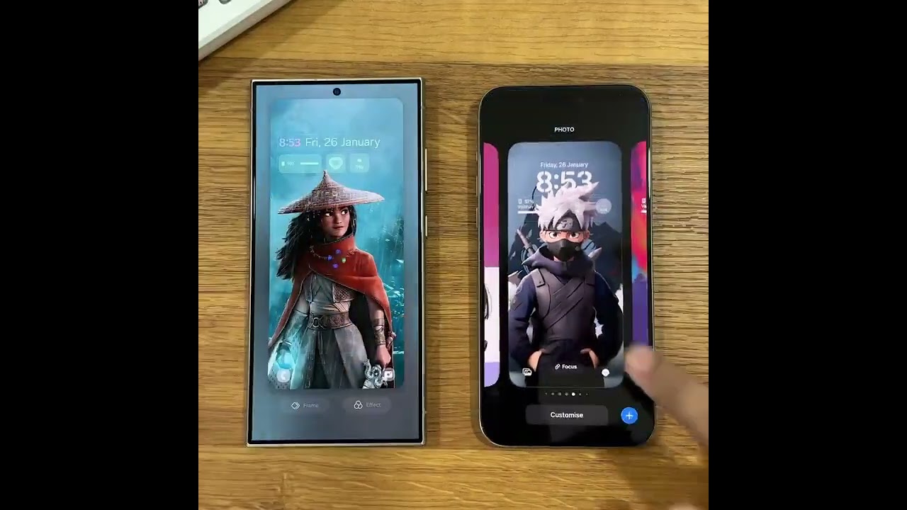 Galaxy s24 ultra vs iPhone 15 Pro Max, lock screen wallpaper set speed