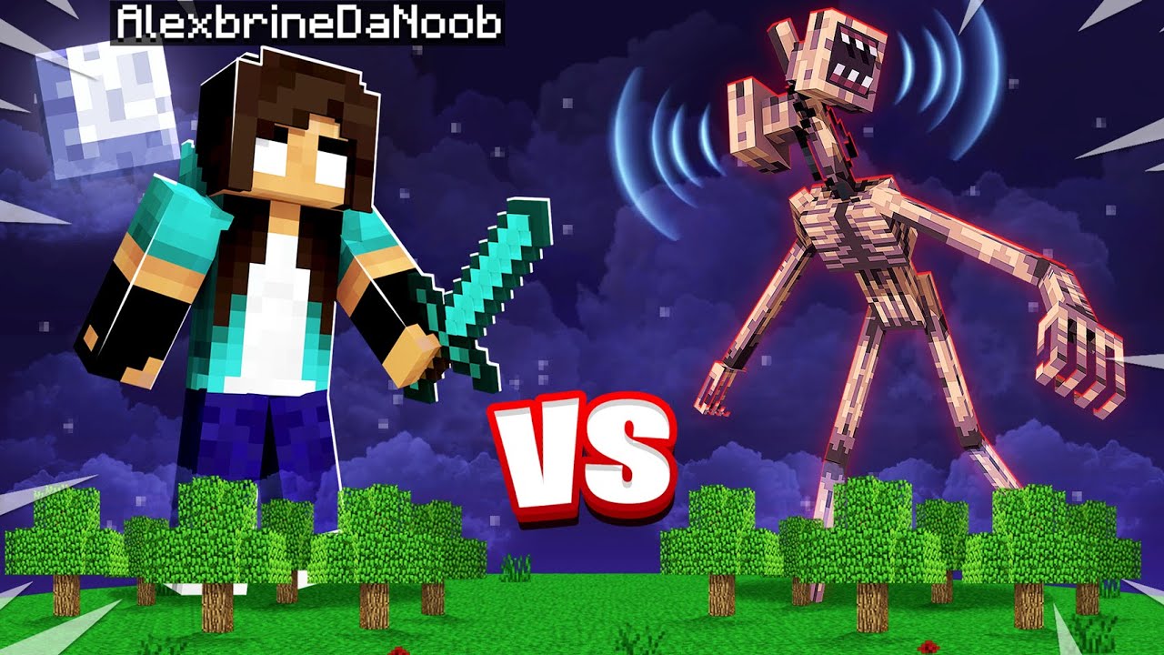 GIANT noob Girl vs SIREN HEAD in Minecraft! (they fight...)