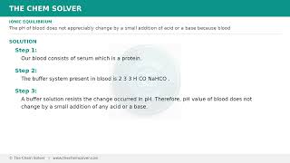 The pH of blood does not… | Ionic Equilibrium | IChO Chemistry Olympiad | The Chem Solver