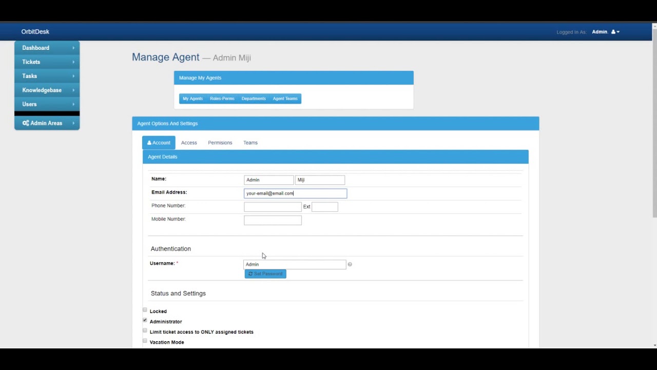 Change Username Admin Agent