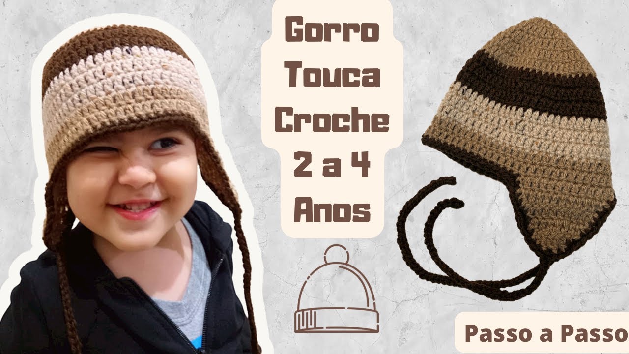 Touca de Croche Infantil | Passo a Passo | Rapido e Fácil com tapa orelhas  | Base para 2 a 4 Anos - YouTube