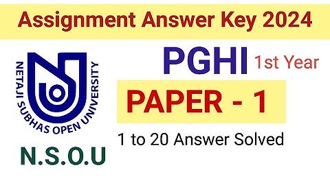 nsou pg Assignment 2024 |NSOU PGHI-1 Assignment answer| PG history paper-1 Assignment answer #PGHI-1
