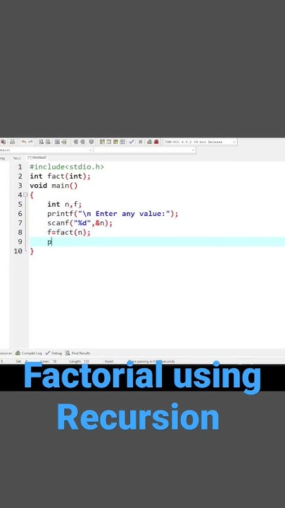 factorial program in c|Factorial using recursion in c program - YouTube