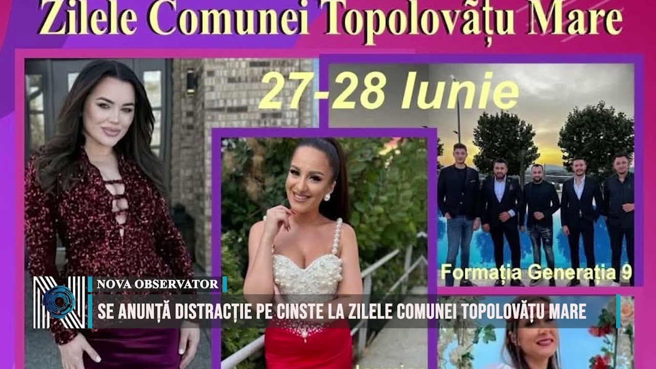 SE ANUNȚĂ DISTRACȚIE PE CINSTE LA ZILELE COMUNEI TOPOLOVĂȚU MARE