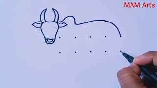 How to draw a Cow from dots easy // Easy Cow drawing // Cow Rangoli // Mattu pongal kolam