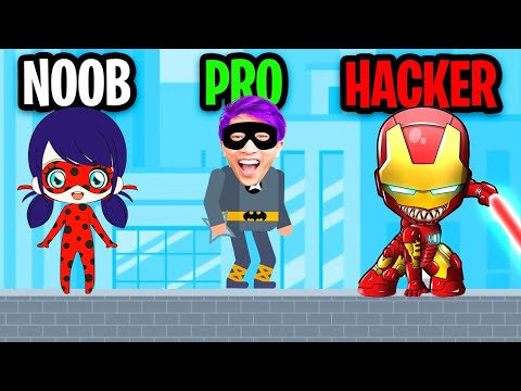 NOOB vs PRO vs HACKER In SUPERHERO LEAGUE! (ALL LEVELS & ALL HEROES UNLOCKED!)