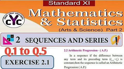 Exercise 2.1 (Q.1 to Q.5) | Sequances and Series | Class 11 | maths part 2 | Maharashtra board
