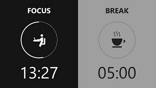 25/5 Pomodoro Timer 1 Hour ⏱️ Study With Me with Pink Noise for Deep Focus &amp; ADHD 🎧 Black &amp; White