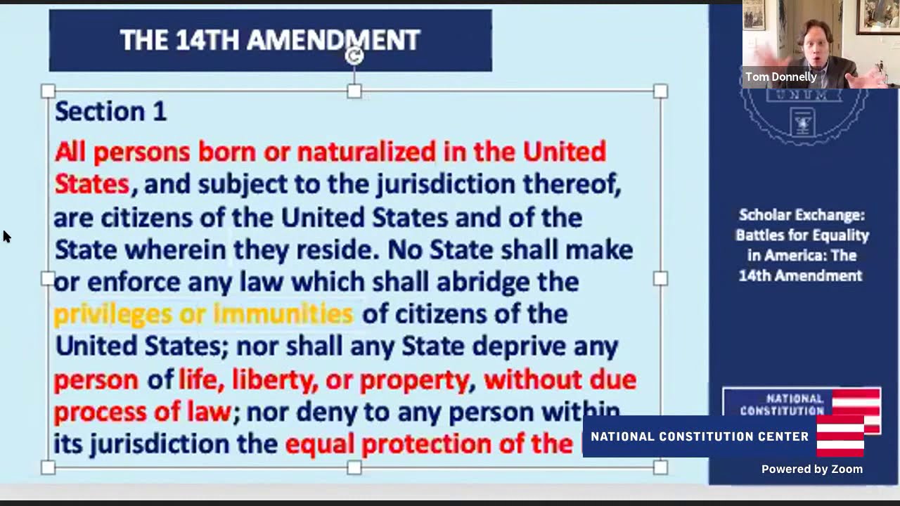 Scholar Exchange: Battles for Equality in America: The 14th Amendment (High school/college level) - YouTube