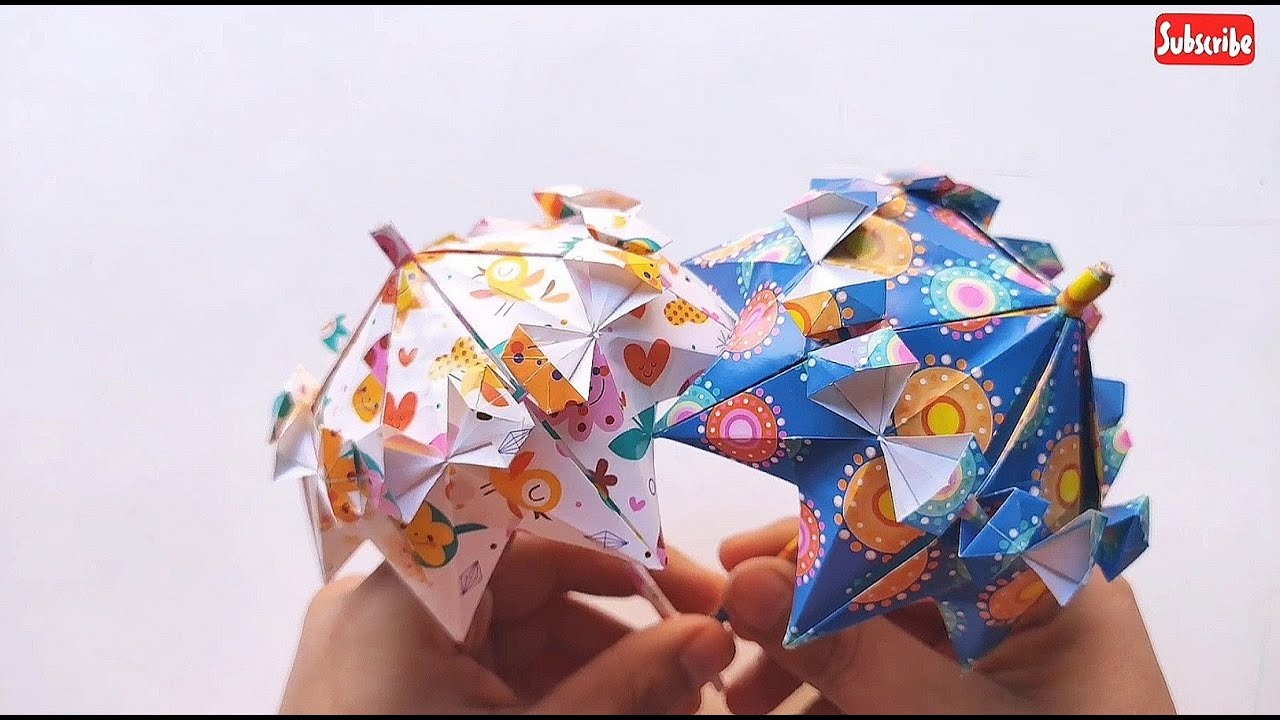 Sombrilla de papel 👍 fácil y rápido origami papiroflexia (easy and fast) Diy शिल्प