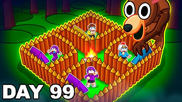 We Built A LOG WALL FORTRESS In 99 Nights In The Forest!