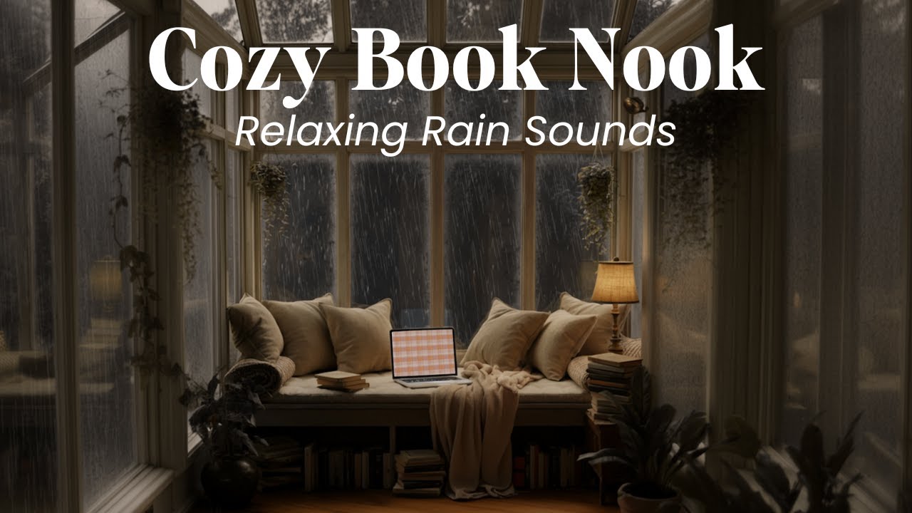 Cozy Nighttime Book Nook 🌙🌧️ | Rain Sounds for Reading, Relaxing & Sleep | 1 Hour