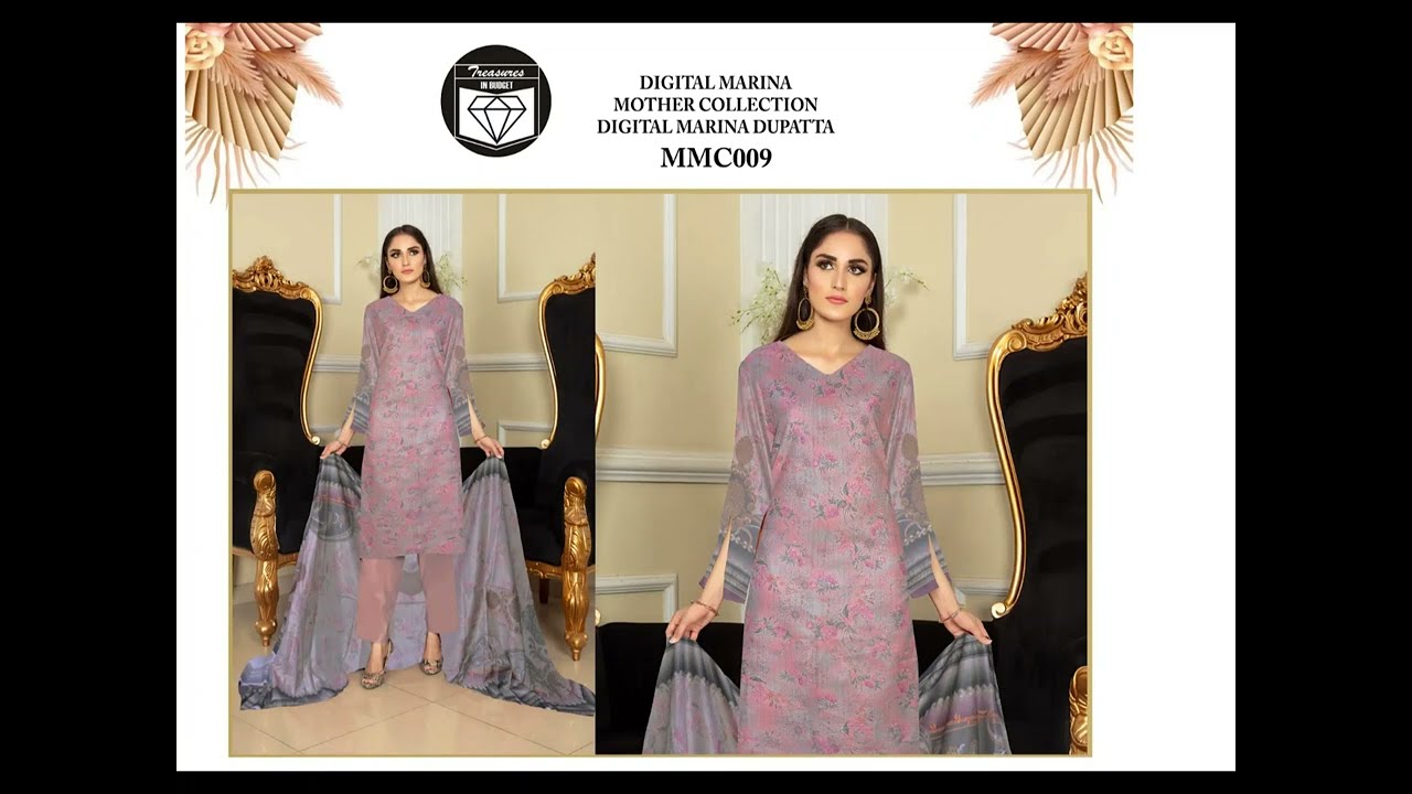 Premium Marina Printed Mother Collection Marina Dupatta Unstitched 3P Suit code: mmc009