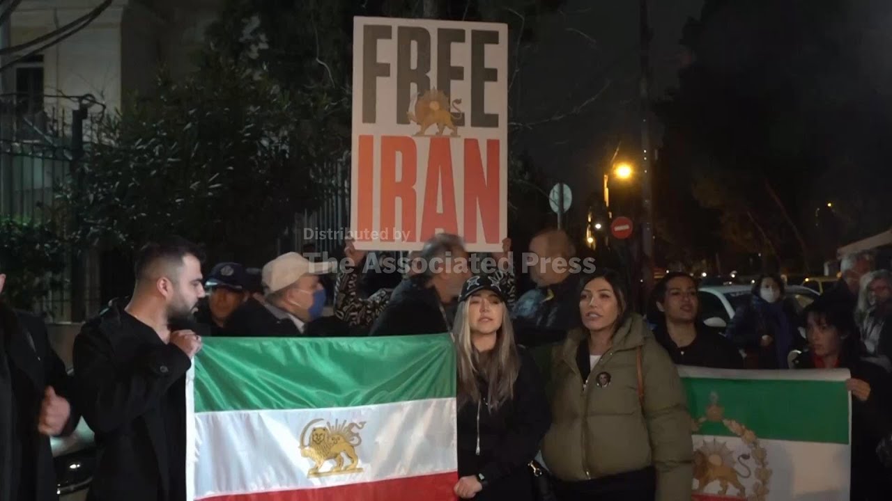 Iranians in Greece protest outside embassy in Athens over Iran's crackdown on protesters