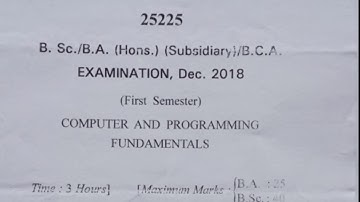 Computer and Programming fundamental Question paper first SEM December 2018