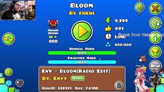 Woogi my beloved ~ Geometry Dash - Bloom By Fhewi All Coins Hard Demon