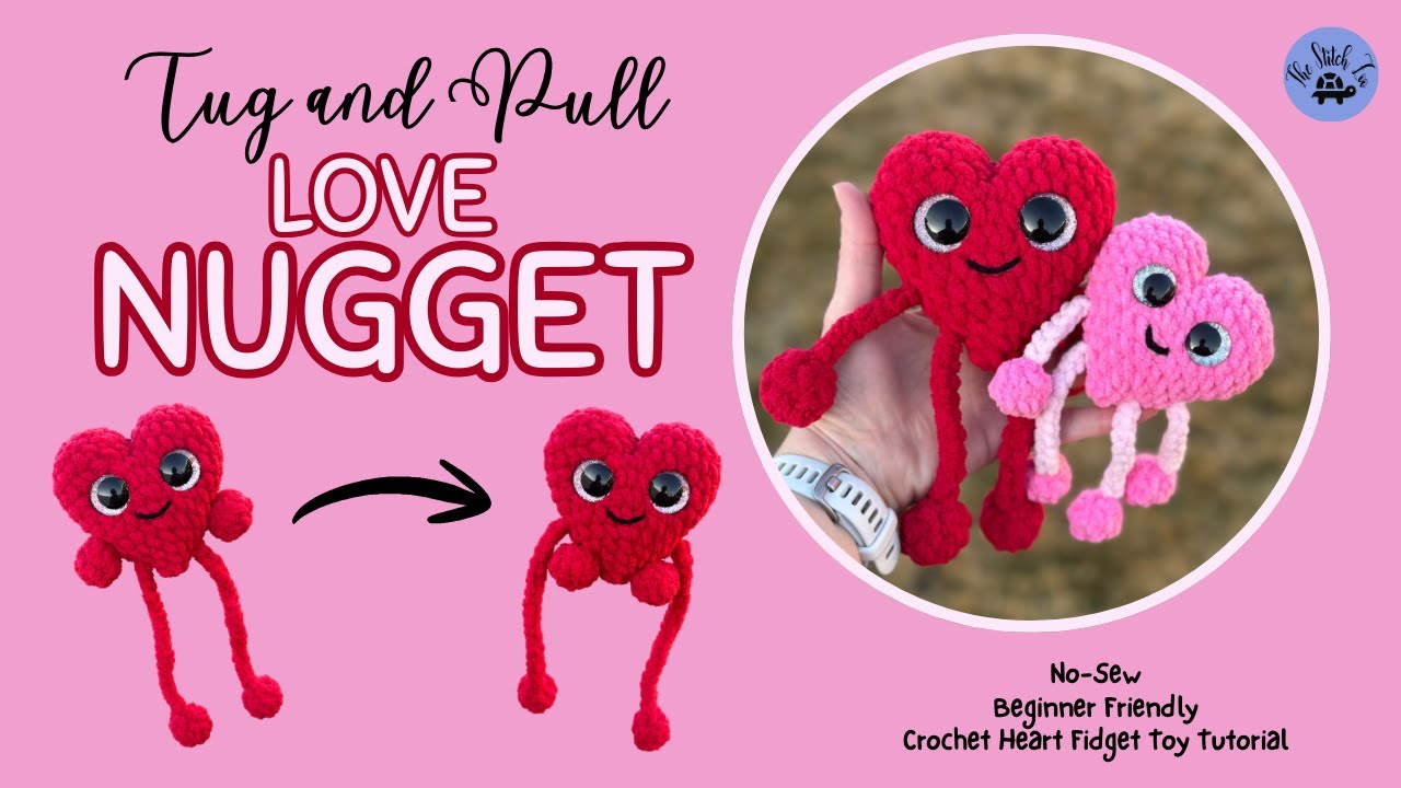 ❤️ Tug & Pull Love Nugget ❤️ Crochet Plush Heart Fidget Toy